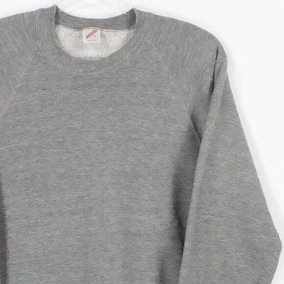 Vintage Jerzees Sweater Mens XL Gray Crewneck Pullover Made USA Raglan 80s 90s - Picture 5 of 15